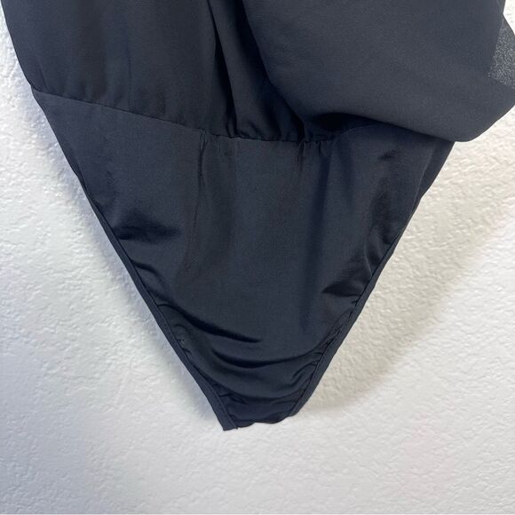 Lulu’s Well Dressed Black Draped Bodysuit Size S - Picture 5 of 9